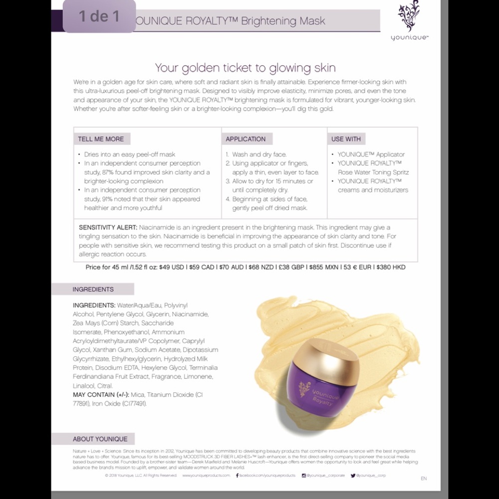 Brightening mask